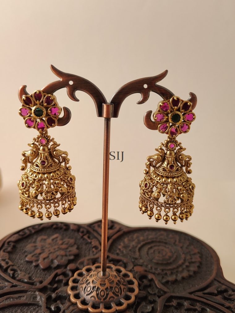 Gold Plated Traditional Lakshmi Jhumkas