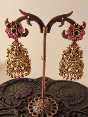 Gold Plated Traditional Lakshmi Jhumkas