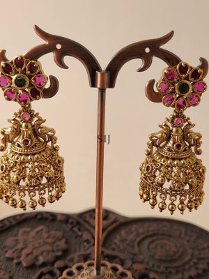 Gold Plated Traditional Lakshmi Jhumkas