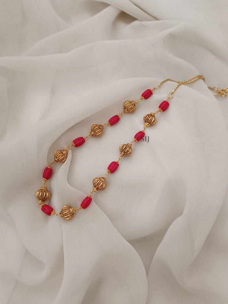 Gold Polish Coral Beads Necklace