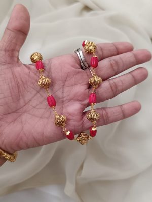 Gold Polish Coral Beads Necklace