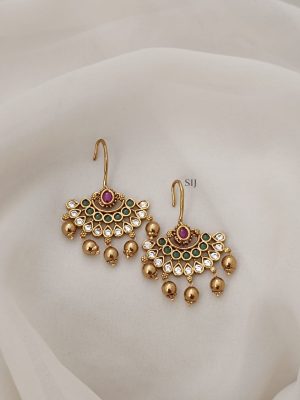 Golden Beads Droped Hook Earrings