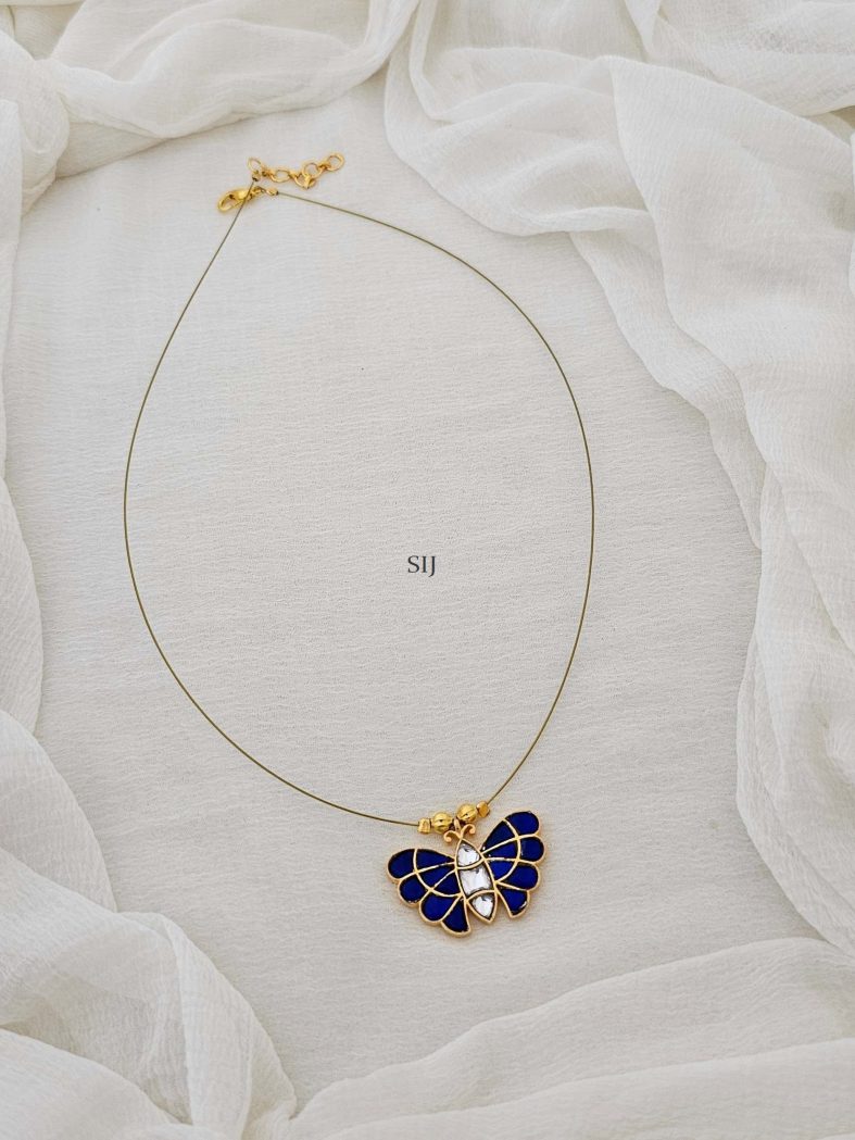 Imitation Jadau Kundan Butterfly Pendant Invisible Necklace