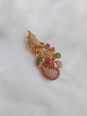 Imitation Multicolor Stones Peacock Saree Pin