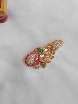 Imitation Multicolor Stones Peacock Saree Pin