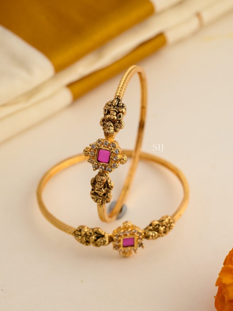 Imitation Ruby Lakshmi Motif Bangles