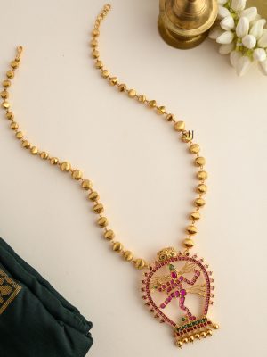 Lord Natarajan Kemp Stone Pendant Chain