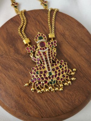 Maha Lakshmi Kemp Pendant Double Line Chain