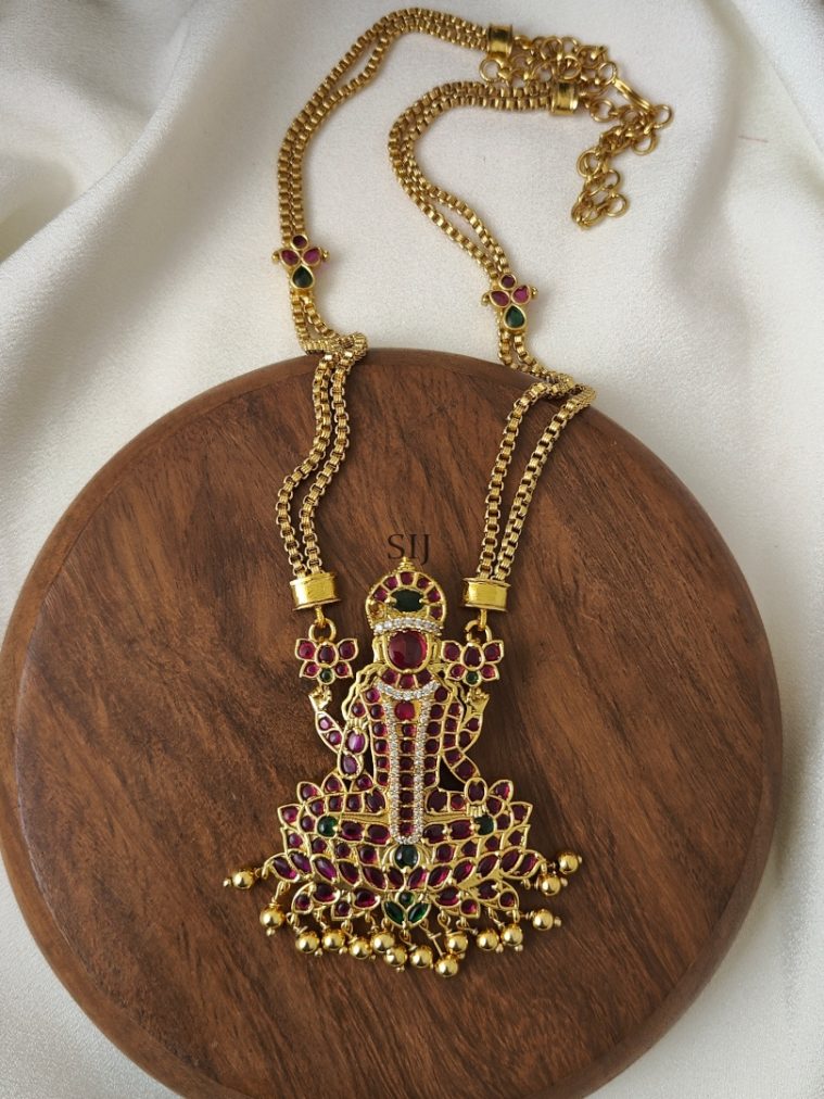 Maha Lakshmi Kemp Pendant Double Line Chain