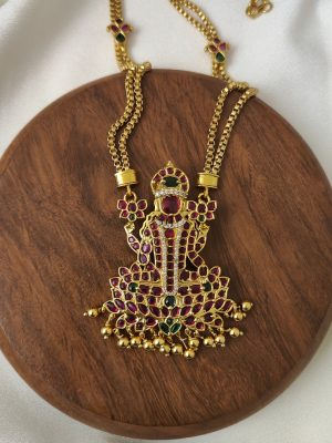 Maha Lakshmi Kemp Pendant Double Line Chain