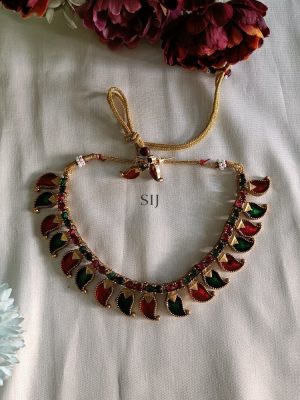 Mango Design Red &Green Stones Necklace