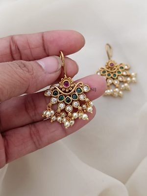 Multi Stone and Pearl Hook Earrings