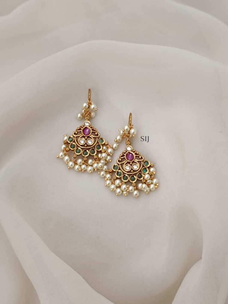 Pearl &CZ Hook Drop Earrings