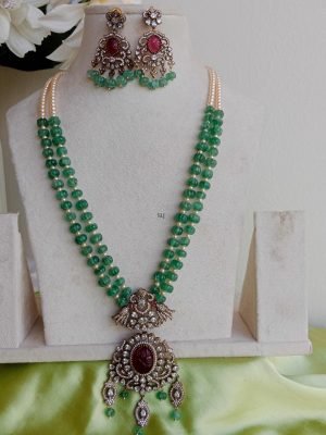 Pumpkin Beads And Pearl Victorian Necklace