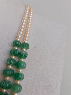 Pumpkin Beads And Pearl Victorian Necklace