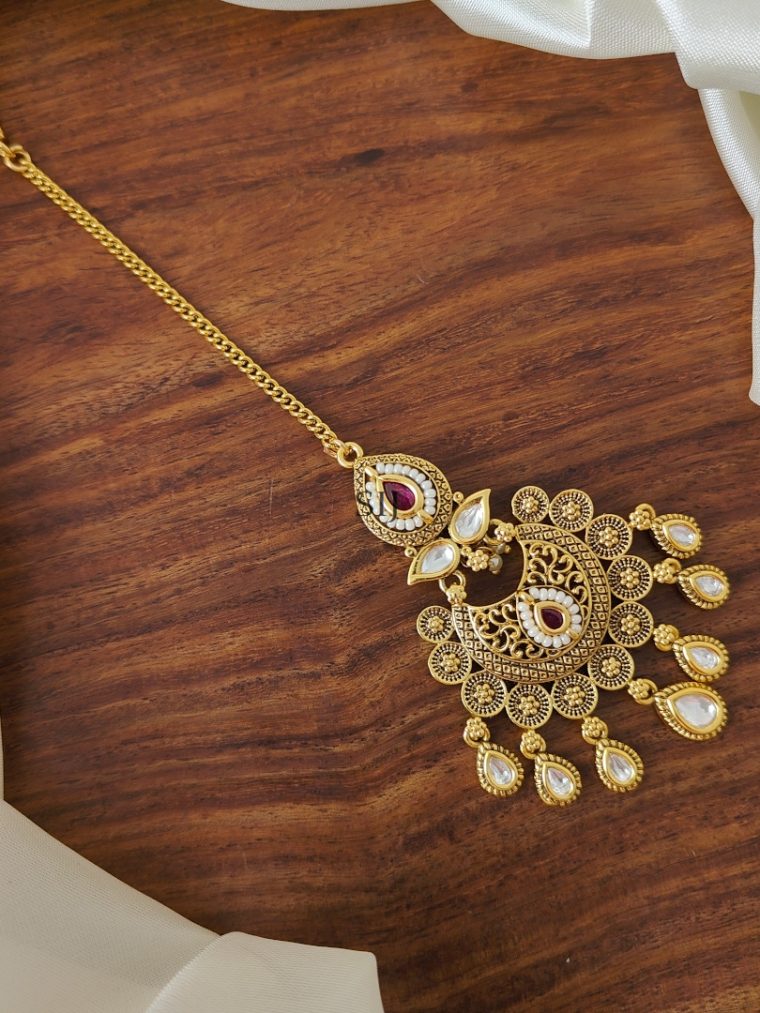 Ruby Color Stones Bridal Tikka