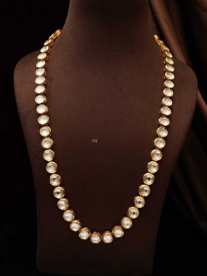 Single Line White Kundan Long Necklace