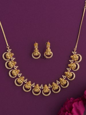 Temple Design Multi Lakshmi AD Necklace