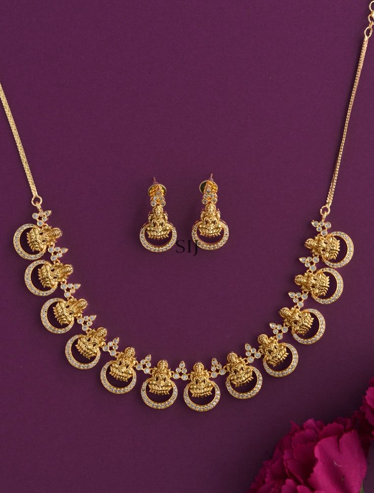 Temple Design Multi Lakshmi AD Necklace