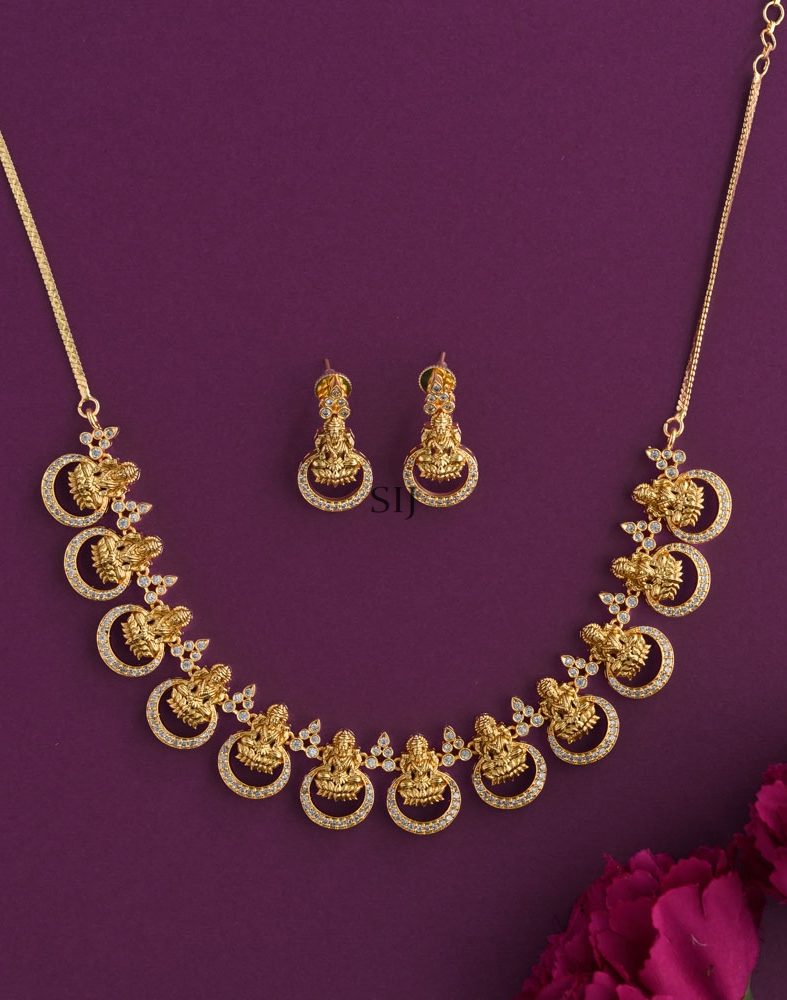 Temple Design Multi Lakshmi AD Necklace