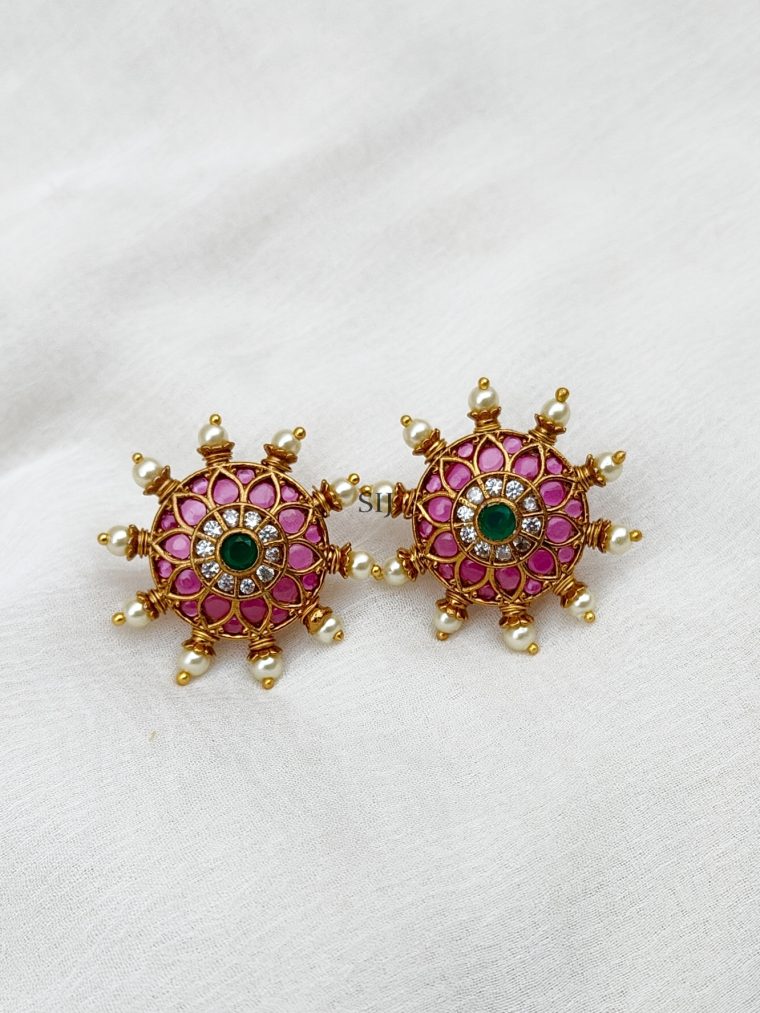 Traditional Pearl Studded Kemp Earrings