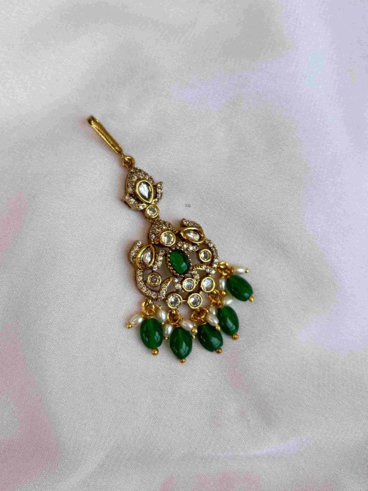 Victorian Emerald Drop Maang Tikka-01