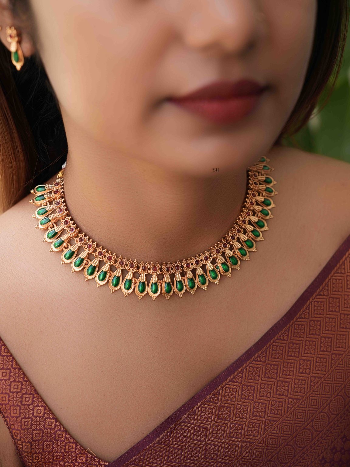 Traditional Palakka Necklace with Kemp Stones