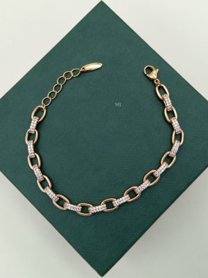 Party Wear Anti Tarnish AD Stones Link Chain Bracelet