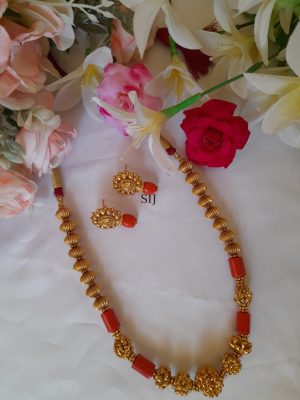 Antique Coral Gold Beaded Necklace