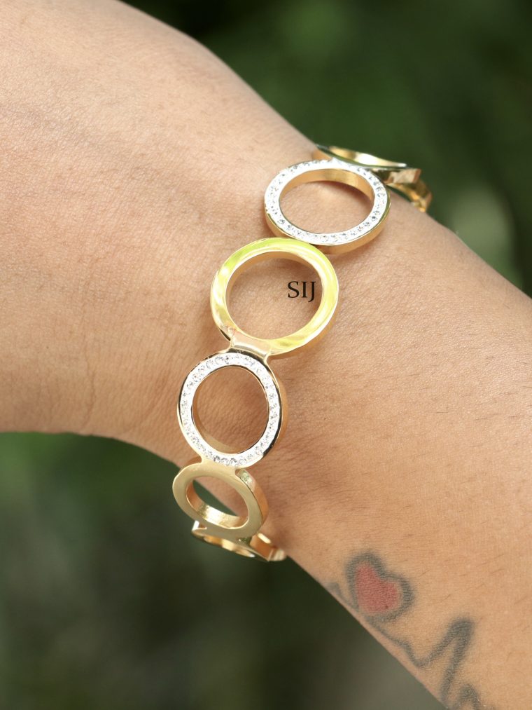 Anti Tarnish Multiple Circle White AD Stones Bracelet