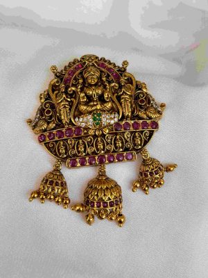 Antique Lakshmi Pendant Set with kemp Stones