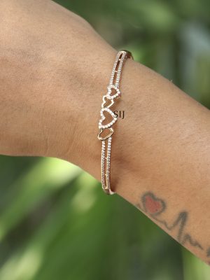 Rose Gold Anti Tarnish Heart AD Stones Bracelet