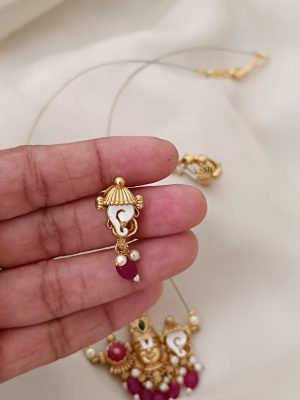 Traditional Venkateshwara Ruby Beads Invisible Necklace