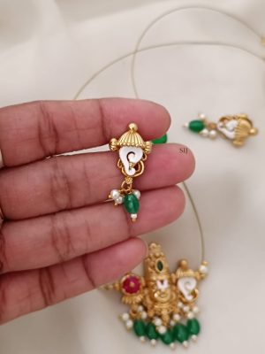 Temple Venkateshwara Green Beads Invisible Necklace