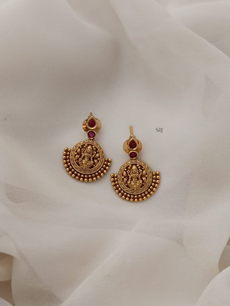 Traditional Lakshmi Ear Studs with Ruby Stones