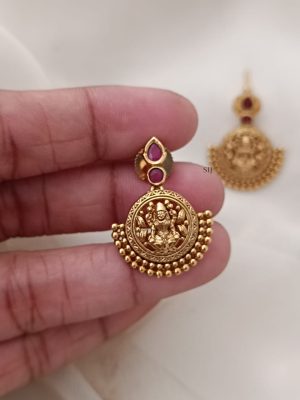 Traditional Lakshmi Ear Studs with Ruby Stones