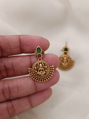 Temple Lakshmi Ear Studs with Multi Stones