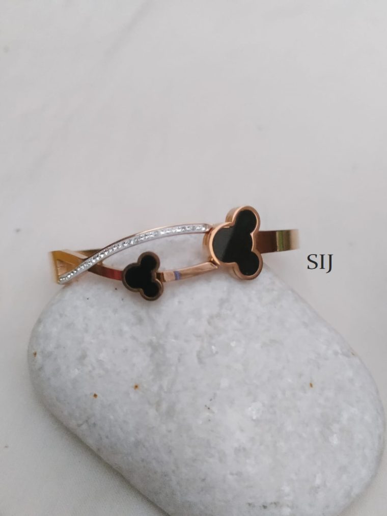 Rose Gold Teddy Bear Enamel Kada Bracelet