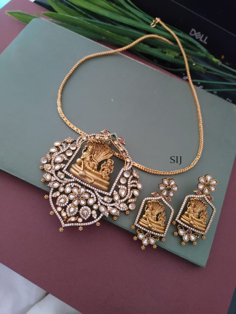 Gold Plated Vishnu Pendant Chain Set