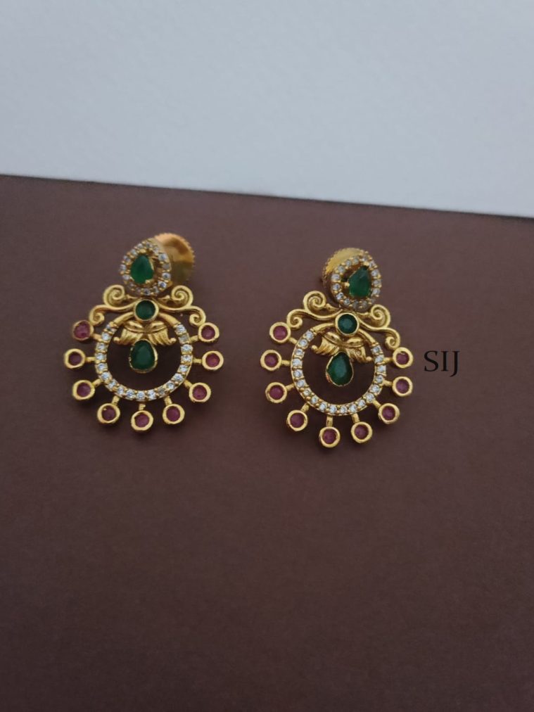 Gold Plated Round Kemp Stones Earrings