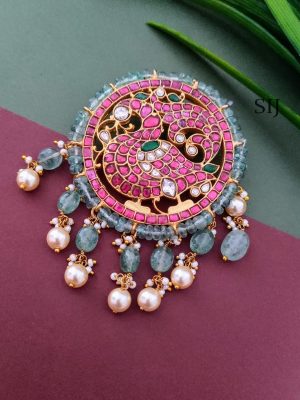 Gold Plated Balls And Kundan Stones Pendant Long Haram