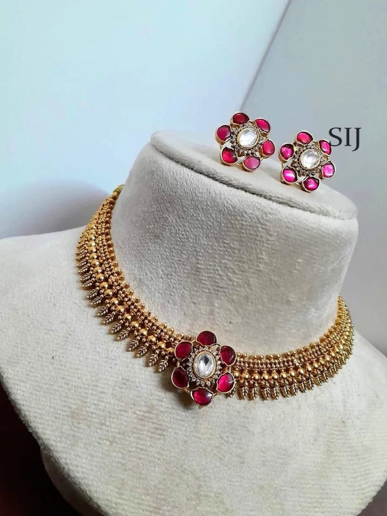 Ruby Jadau Kundan Pendant Necklace