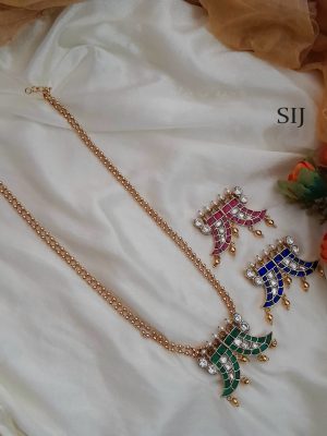 Jadau Kundan Tiger Nail Pendant Long Necklace