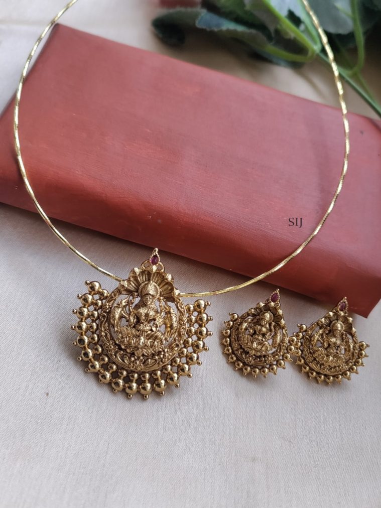 Temple Lakshmi Pendant Hasli Necklace