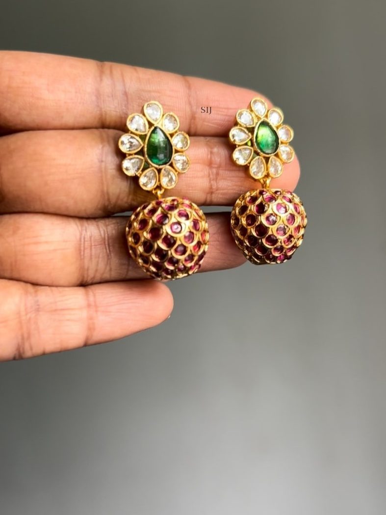 Kemp Flower Earrings with Ball Drop Hangings