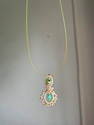 Imitation Invisible Necklace with AD Stones Floral Pendant