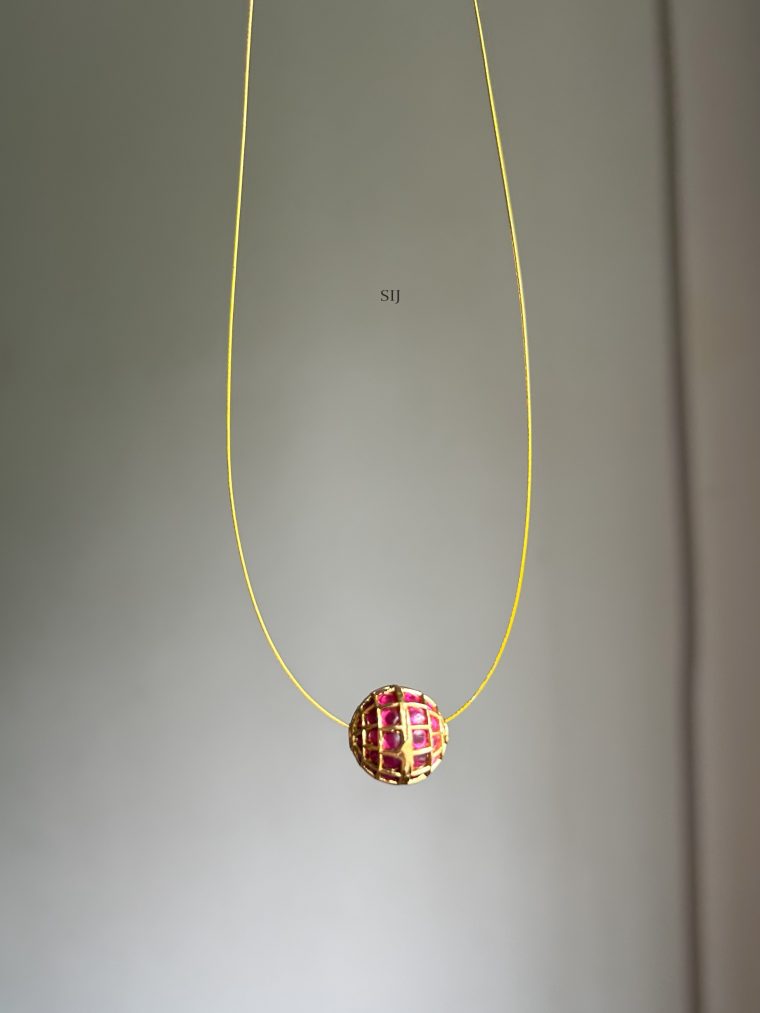 Gold Plated Kemp Stones Ball Pendant Invisible Necklace