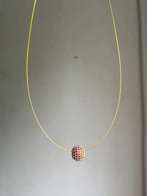 Gold Finish AD Stones Ball Pendant Invisible Necklace