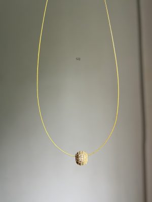 Gold Finish AD Stones Ball Pendant Invisible Necklace