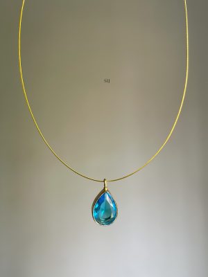 Single Stone Tear Drop Pendant Invisible Necklace